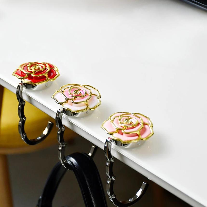 Office Furniture Installation - Rose Flower Foldable Bag Holder Hanging