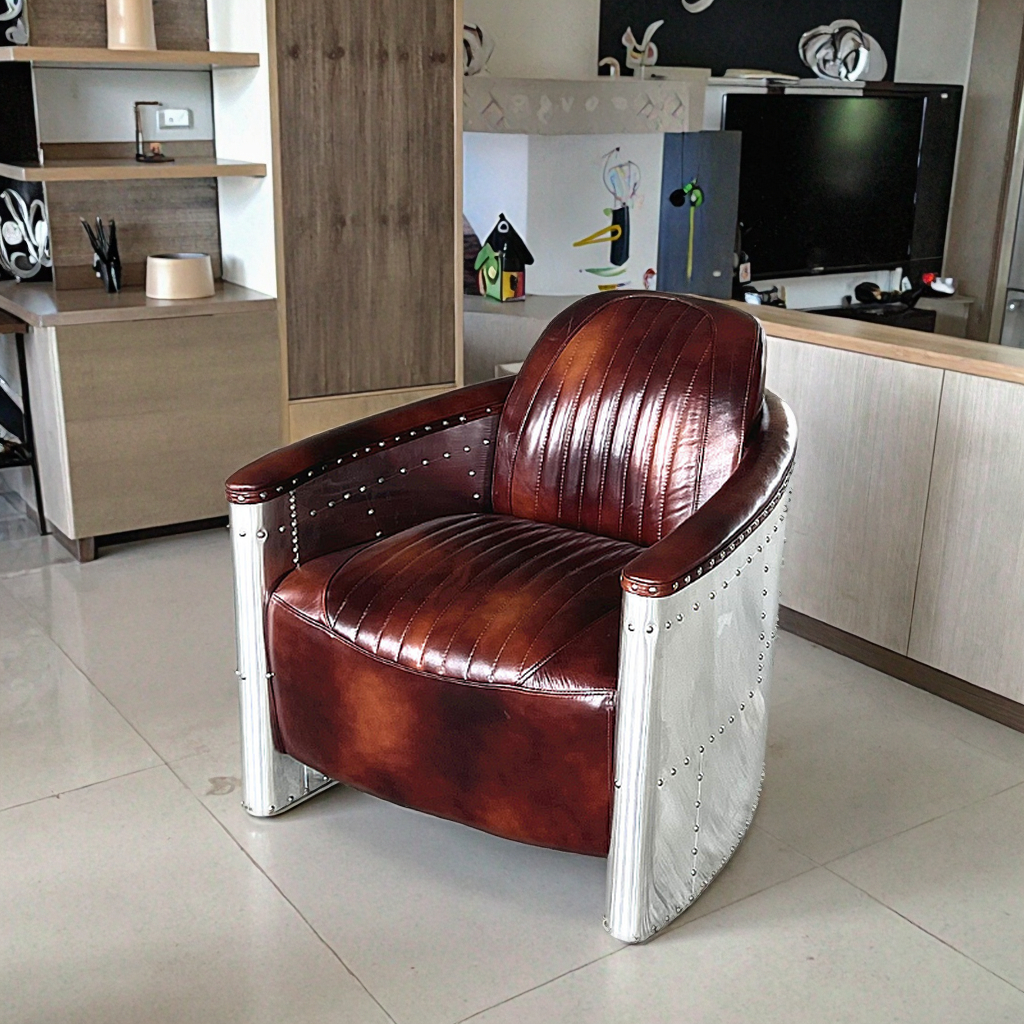 Office Furniture Loft - Vintage industrial leather durable lounge chair