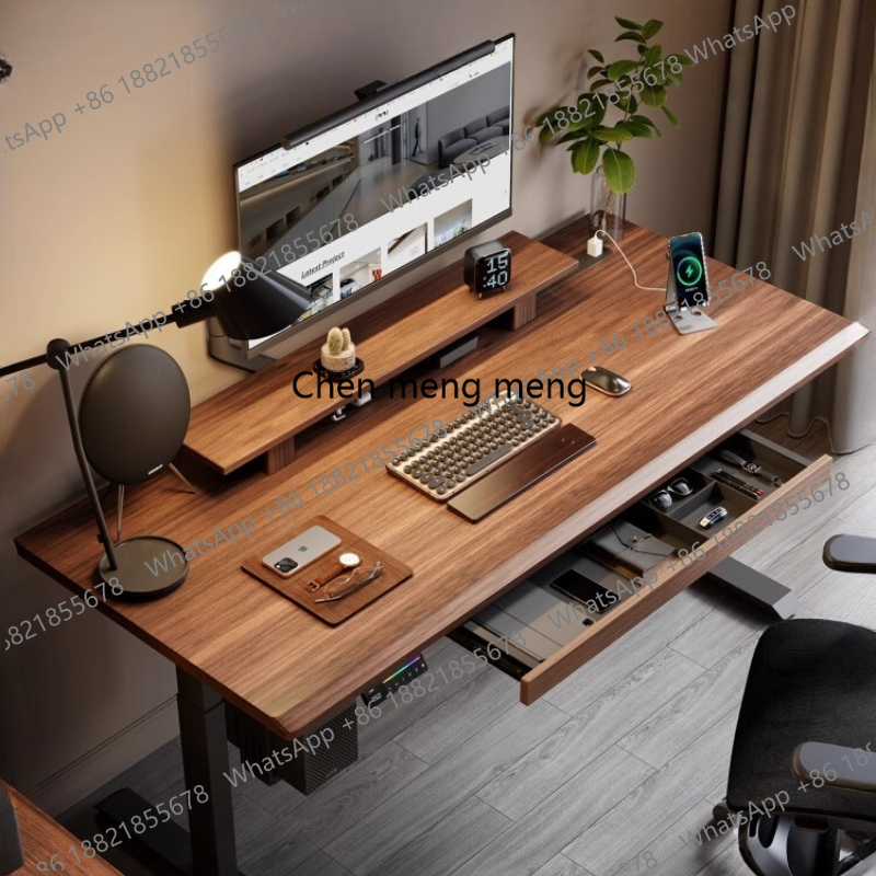 Office Furniture Removal - Drawers Wooden Office Desk Electric Elevating