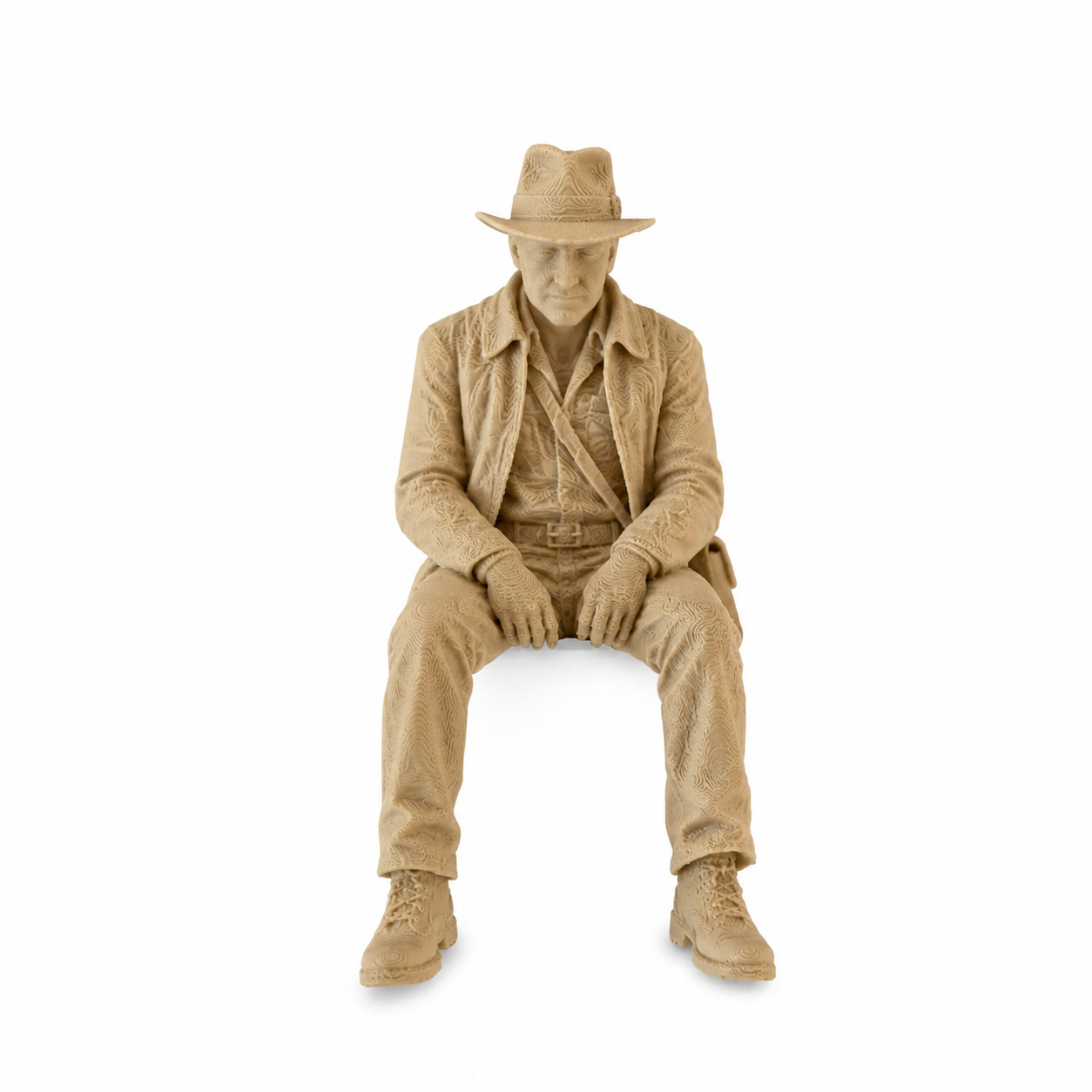Cubicle Shelf Organizer - Matte Beige Explorer Edge Sitting Statue