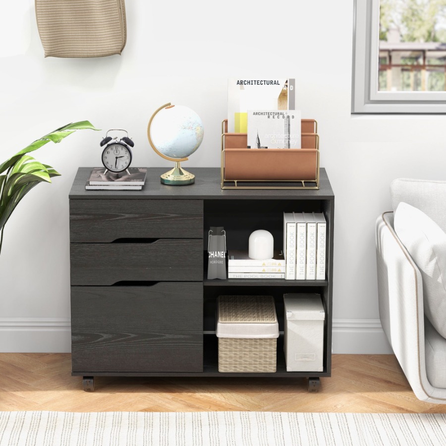 Office Storage Cabinet - 3 Drawer File Cabinet with Wheels