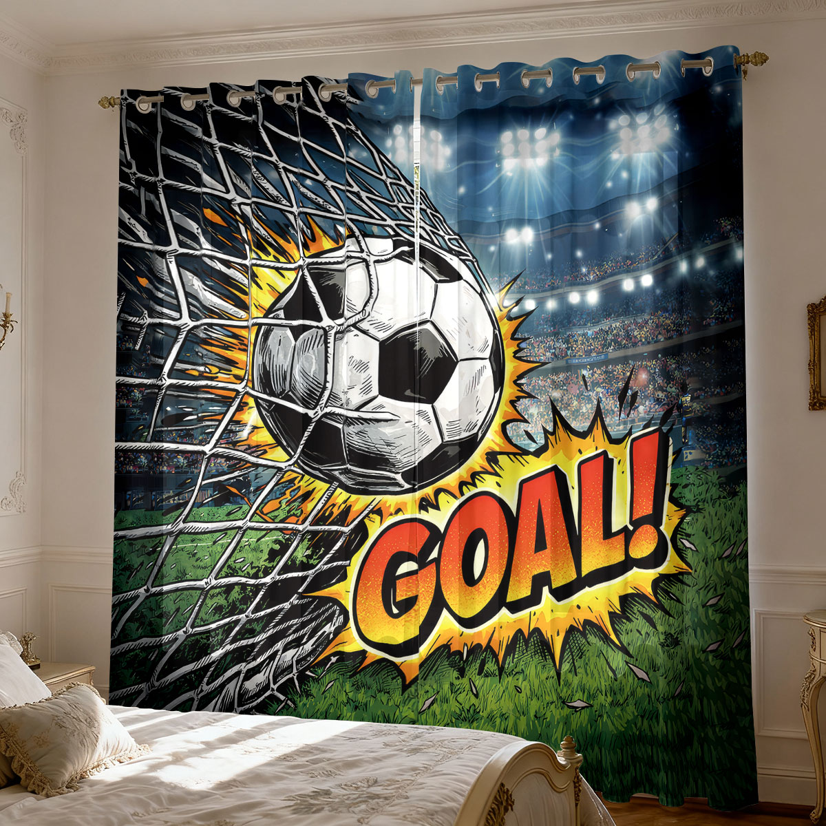 Office Furniture Dimensions - 2pcs Football Sports 90g Printed Curtains