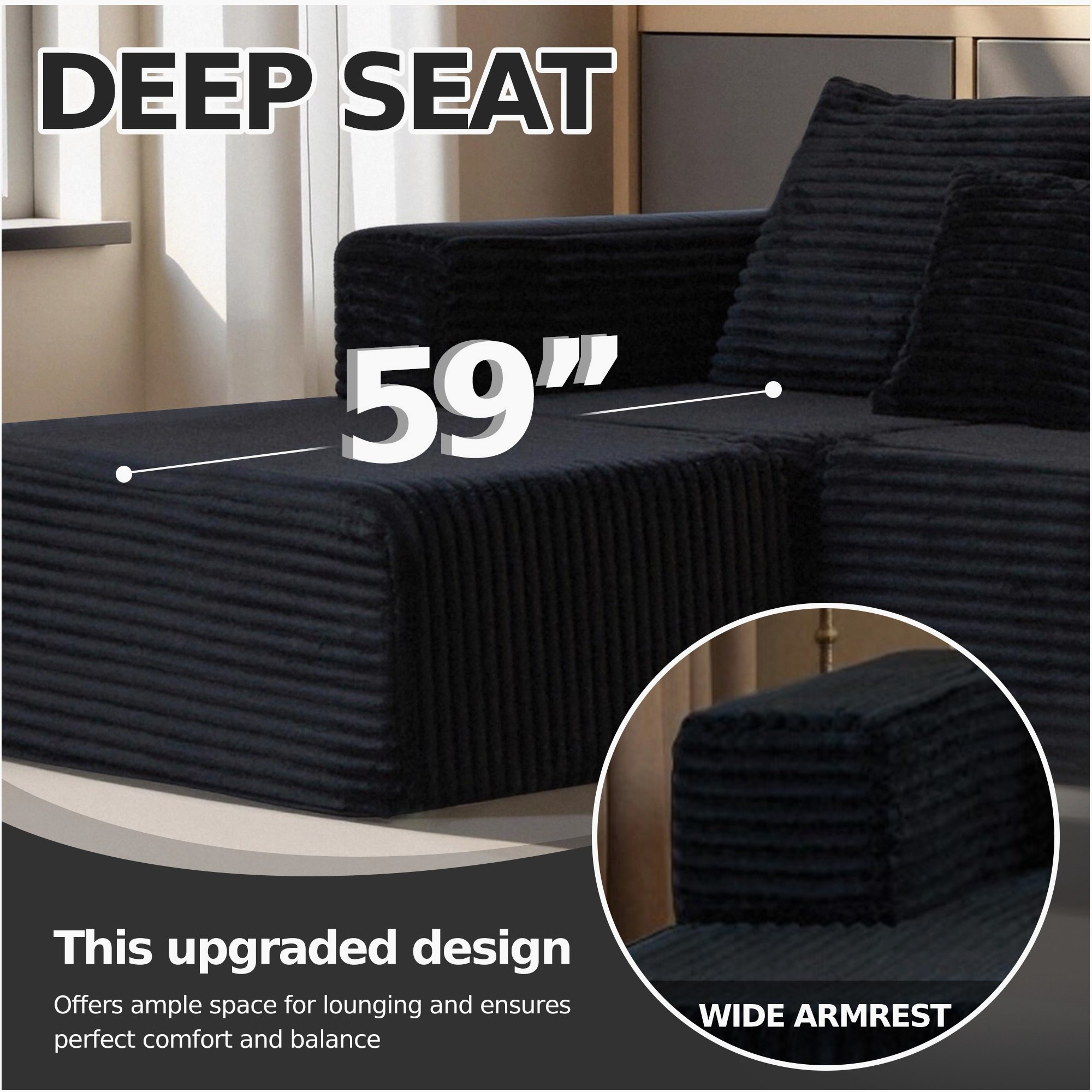 Office Furniture Removal - Plush U-Shaped Corduroy Sectional Sofa Set