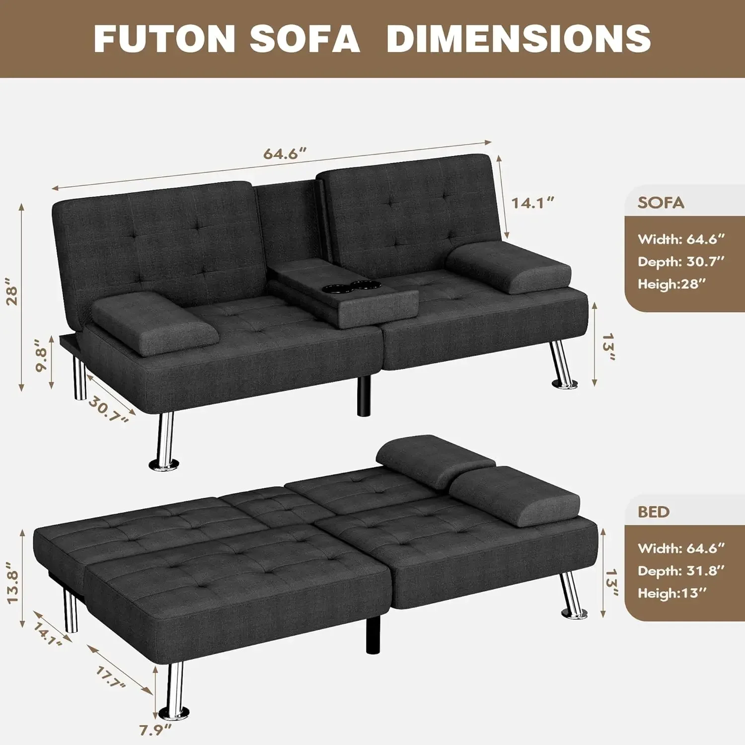 Futon Sofa Bed, Futon Couch wi - Office Furniture Removal recension och pris