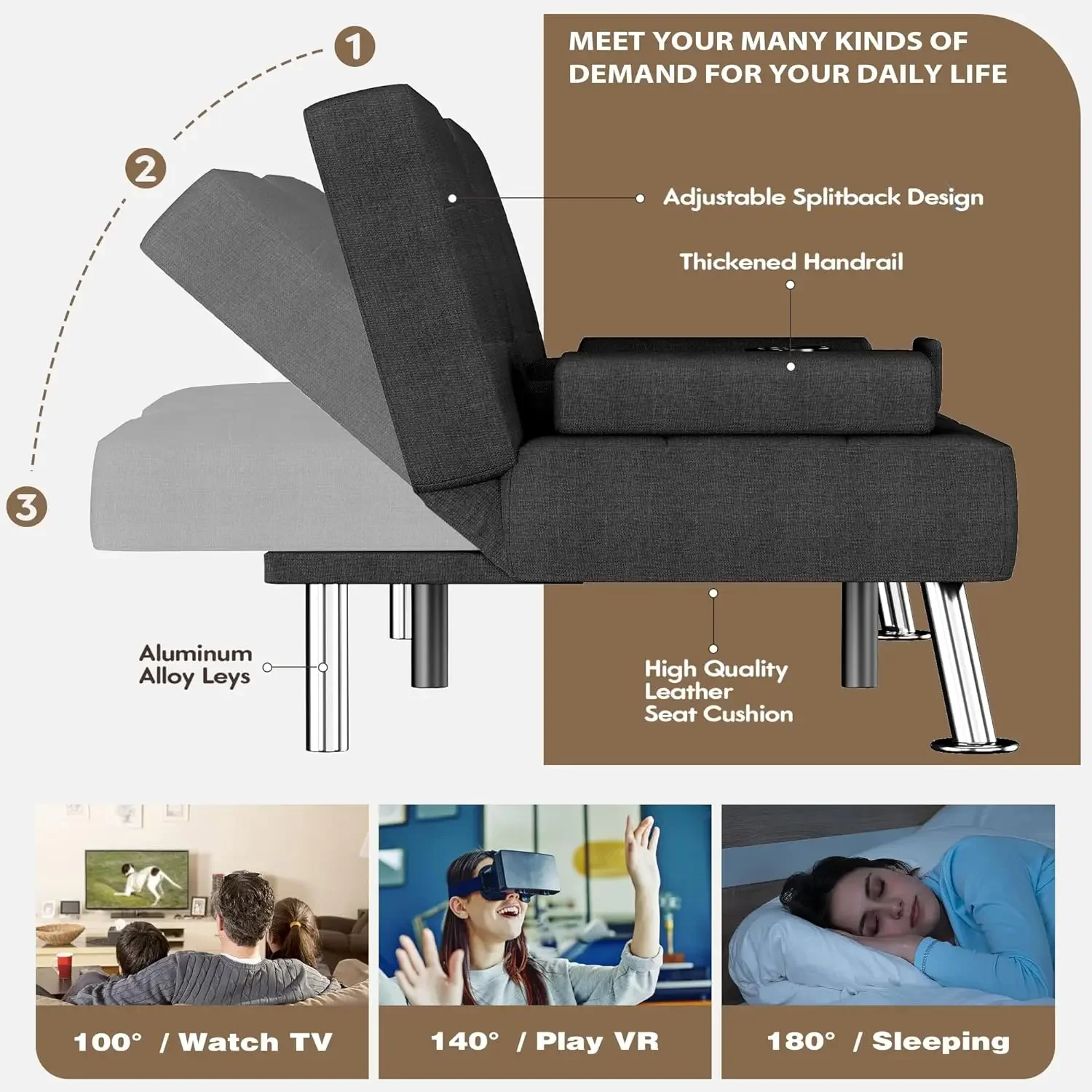 Futon Sofa Bed, Futon Couch wi - Office Furniture Removal recension och pris