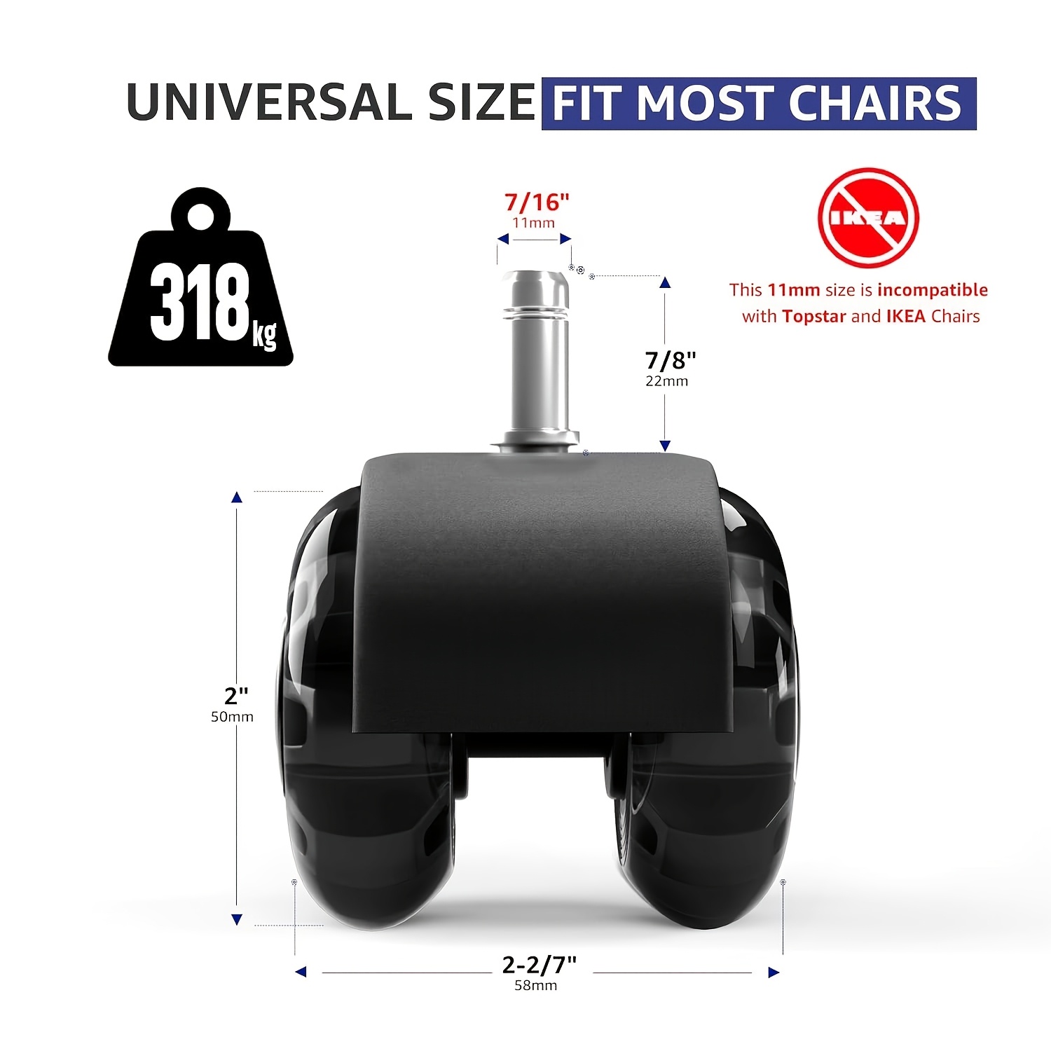 Office chair wheels, heavy-dut - Office Furniture Dimensions recension och pris