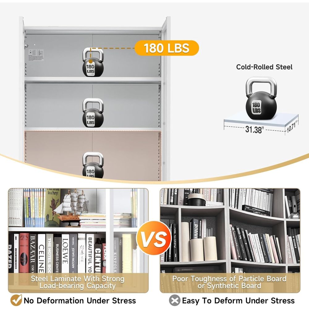 70.87 Tall Metal Bookshelf, 5- - Office Storage Cabinet recension och pris