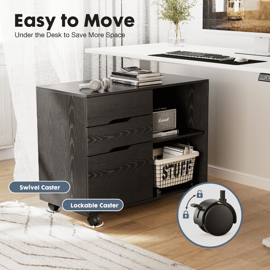 3 Drawer File Cabinet with Whe - Office Storage Cabinet recension och pris