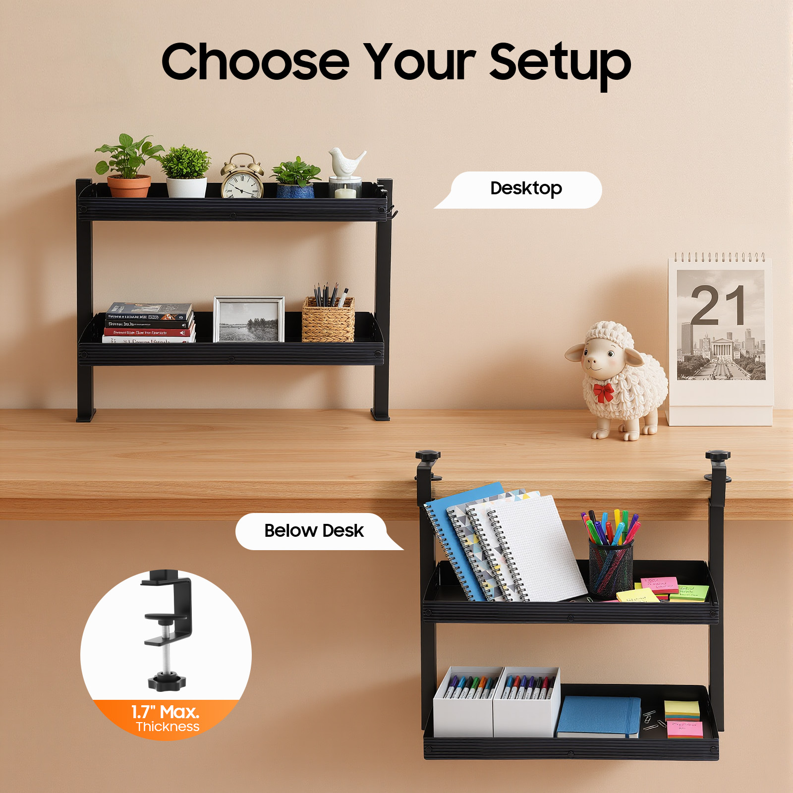 Clamp-on Desk Shelf,Desktop or - Cubicle Shelf Organizer recension och pris