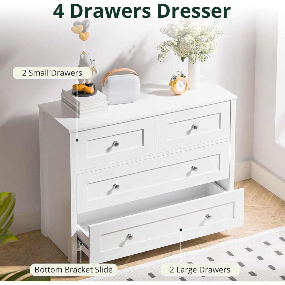 40-inch Wide 4-Drawer White Wo - Office Storage Cabinet recension och pris