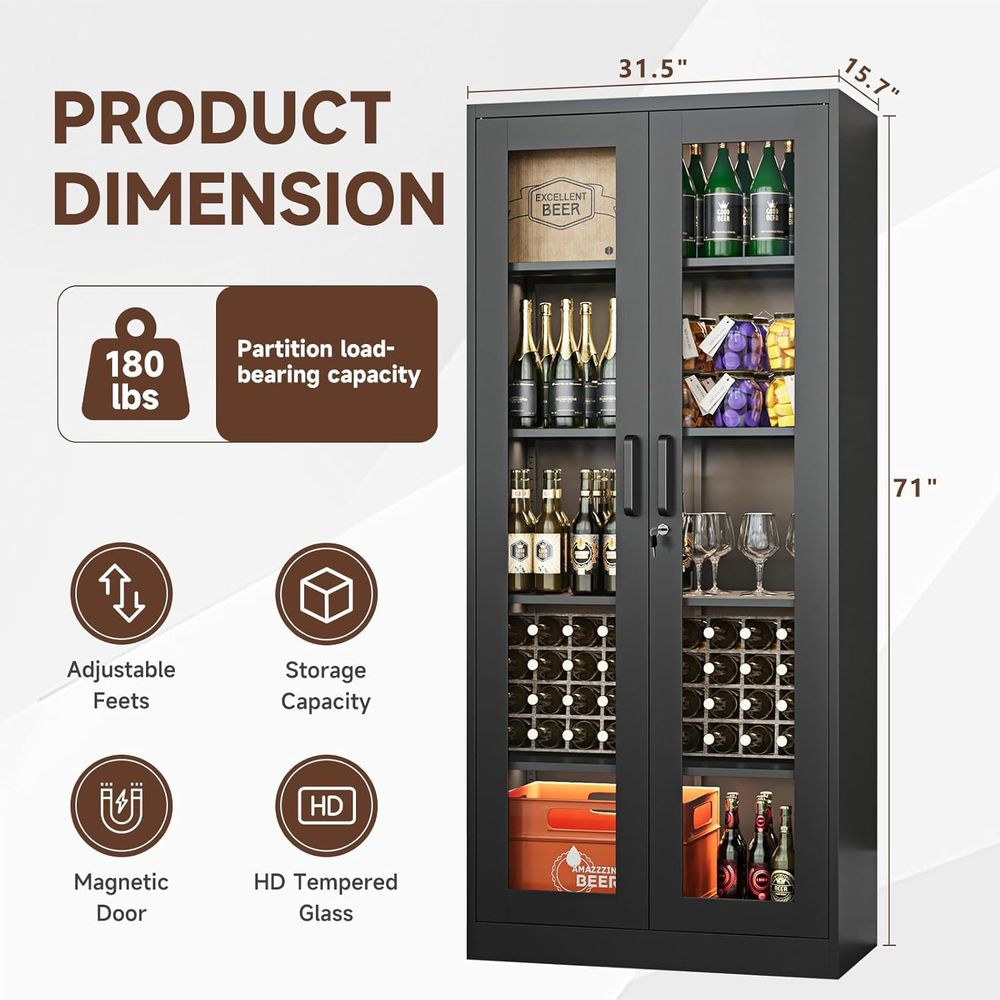 71 Metal Glass Display Cabinet - Office Storage Cabinet recension och pris
