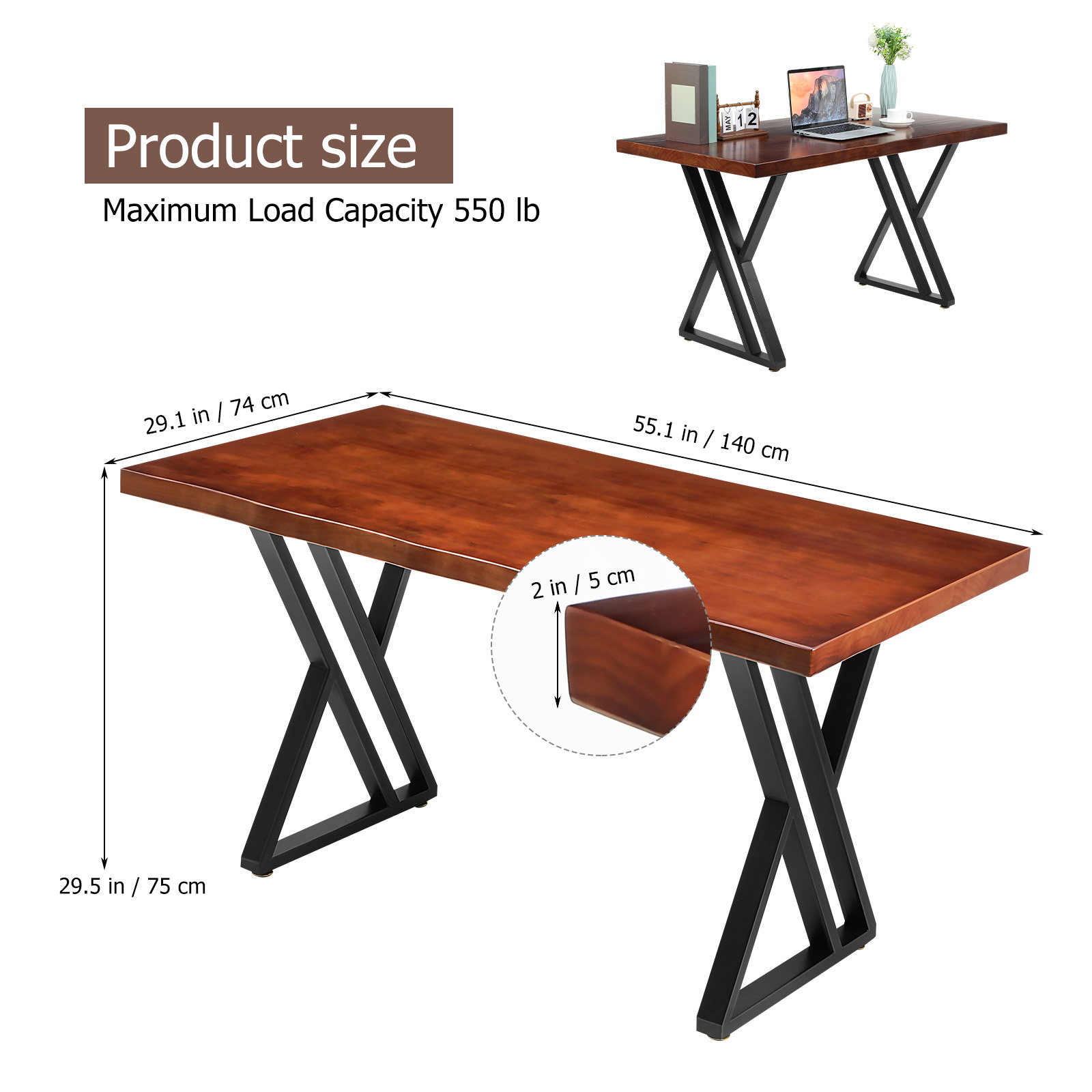 Heavy-Duty Solid Wood Computer - Office Furniture Dimensions recension och pris
