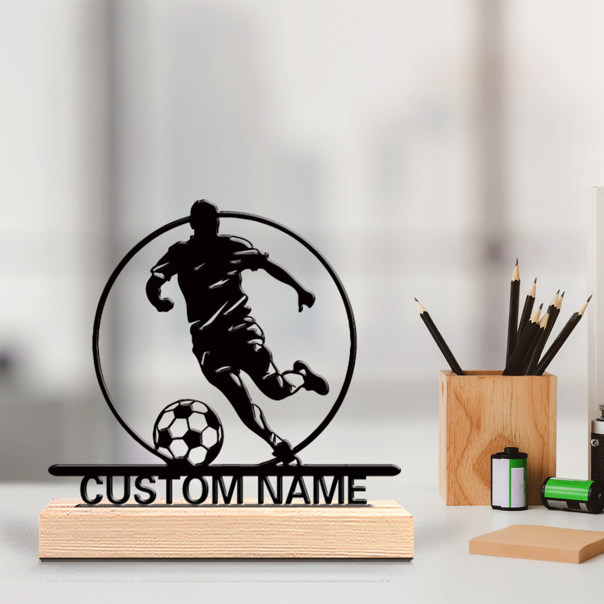 Custom Soccer Player Metal Sta - Office Furniture Table recension och pris