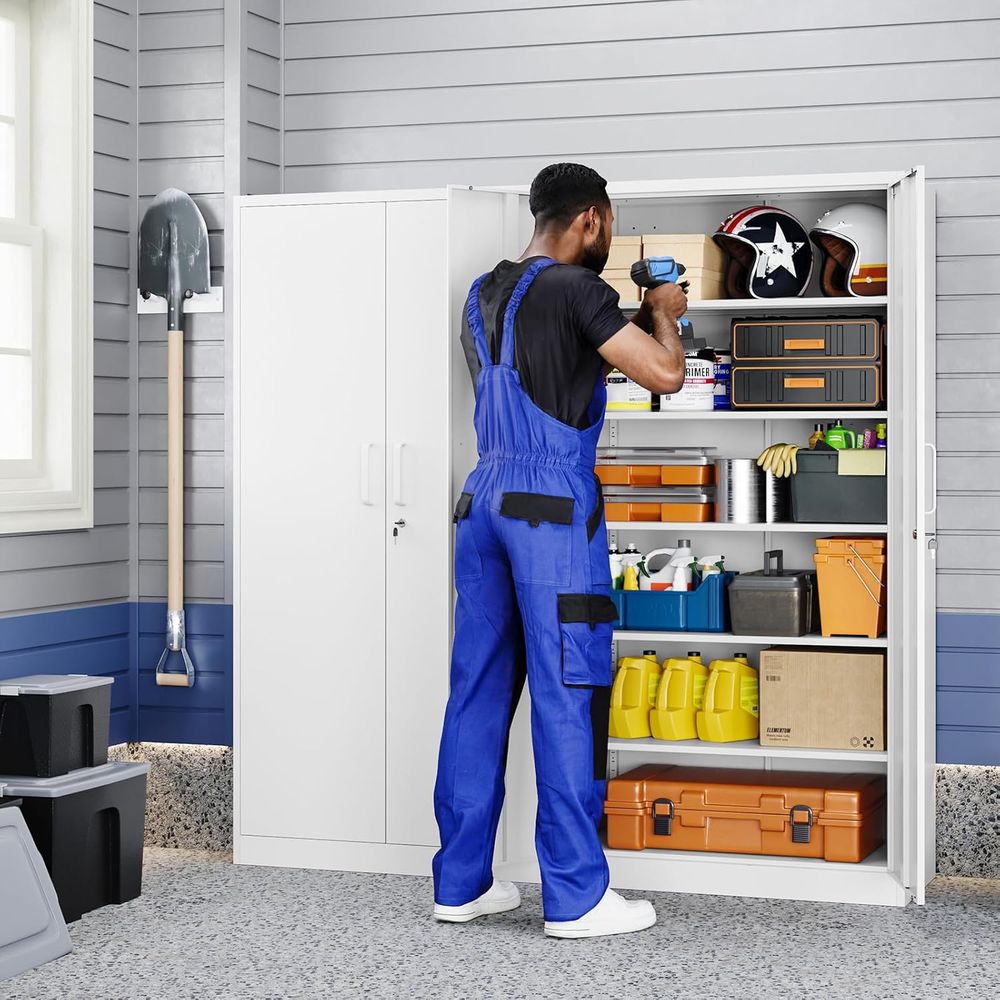 71 White Steel Lockable Garage - Office Storage Cabinet recension och pris