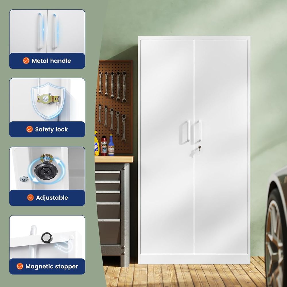 71 White Steel Lockable Garage - Office Storage Cabinet recension och pris