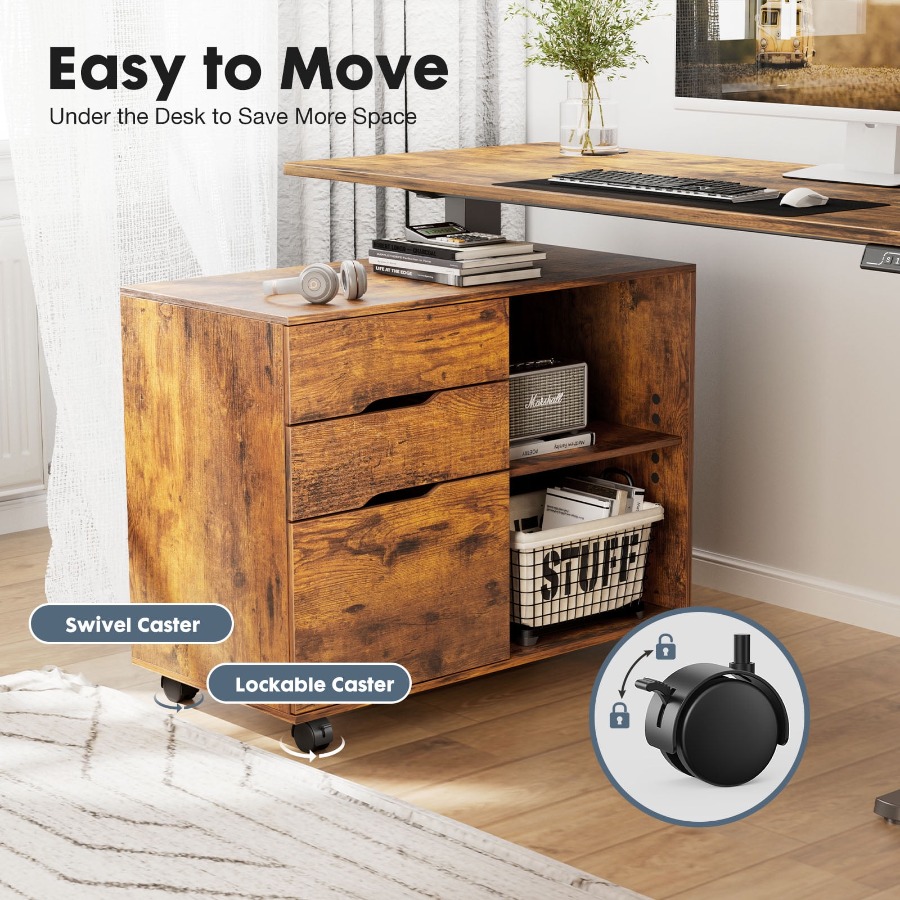 3 Drawer File Cabinet with Whe - Office Storage Cabinet recension och pris