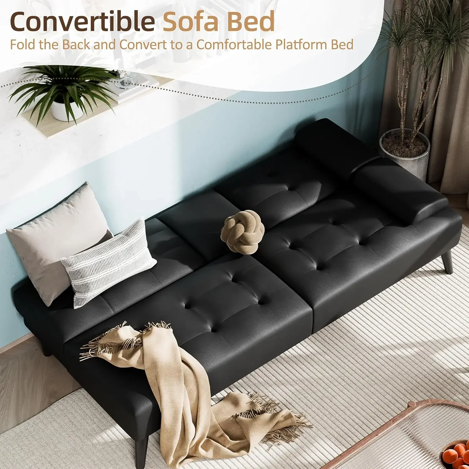 Futon Sofa Bed, Leather Foldab - Office Furniture Removal recension och pris