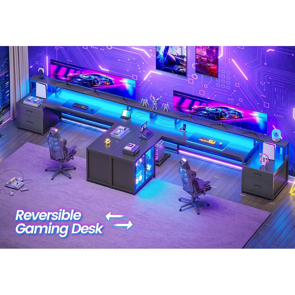 78.7 L-Shaped Gaming Desk with - Office Storage Cabinet recension och pris