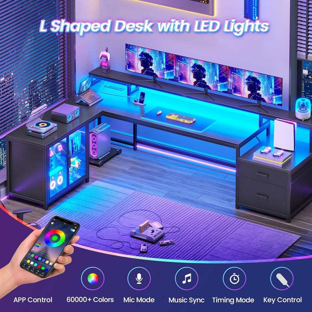 78.7 L-Shaped Gaming Desk with - Office Storage Cabinet recension och pris