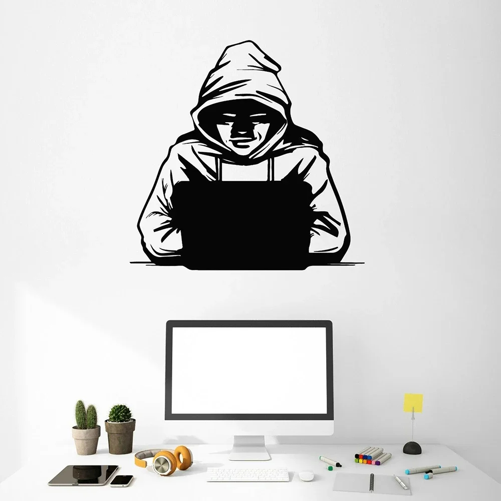 Vinyl Wall Decal Hacker Comput - Office Furniture Removal recension och pris
