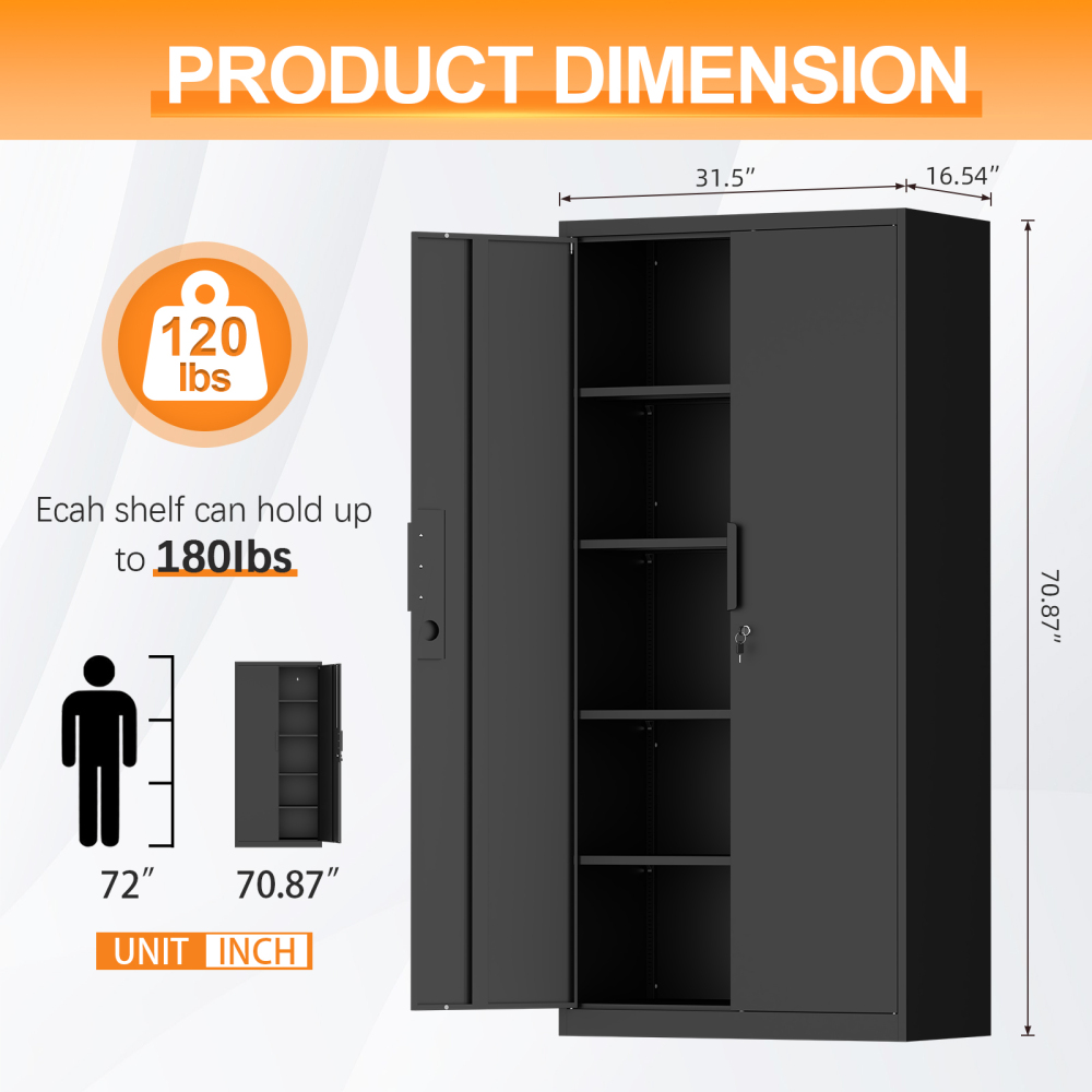 70-Inch 2-Door Lockable File C - Office Storage Cabinet recension och pris
