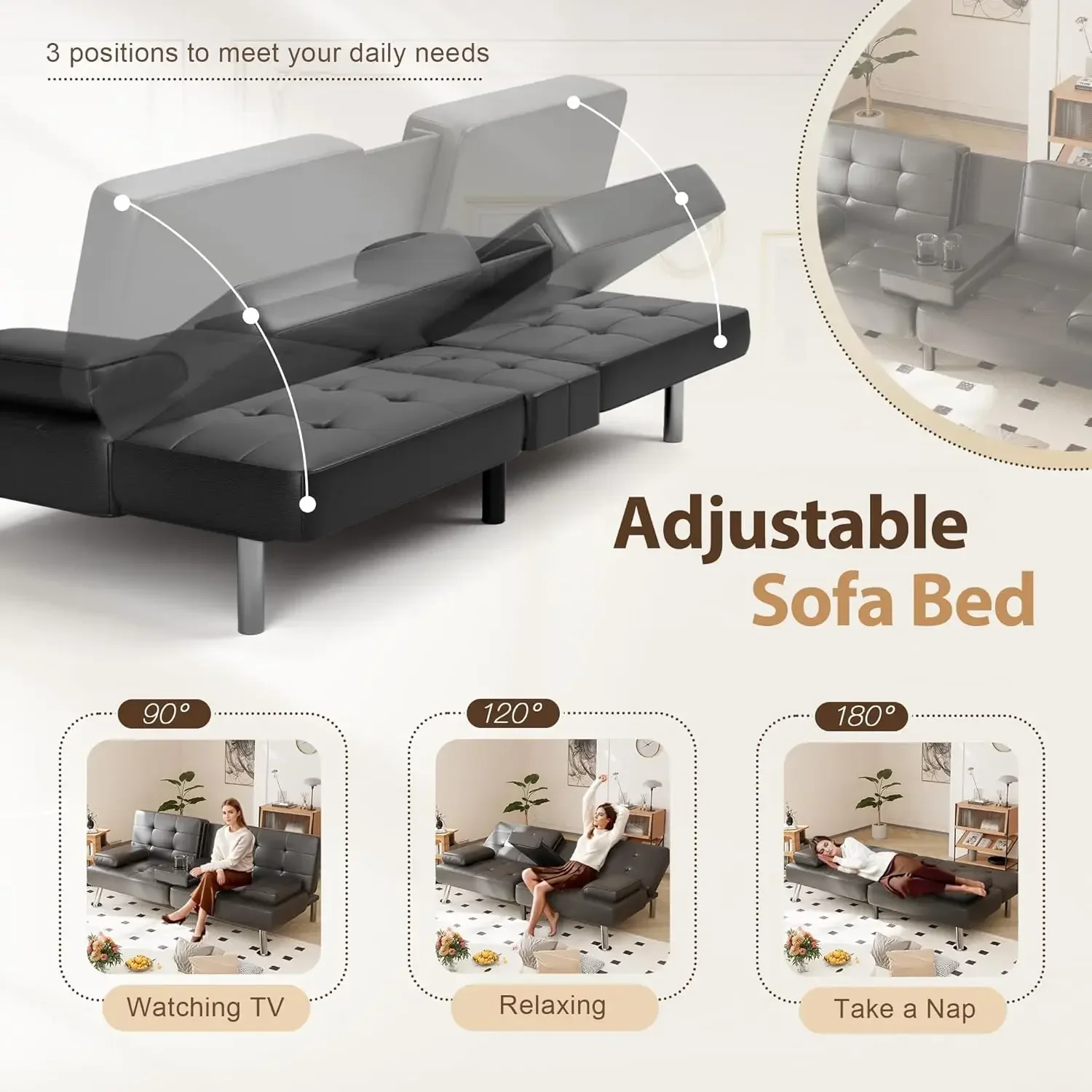 Convertible Folding Futon Sofa - Office Furniture Removal recension och pris